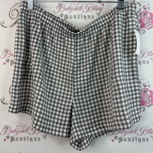 40 winks shorts plaid grey white stripes comfy Gingham Patterned Women's Shorts
